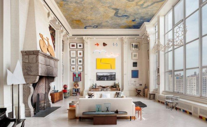 The spacious living room - $20 Million Luxury and Artful Interior of a New York Loft