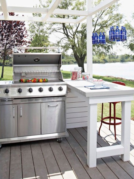 American-style-outdoor-kitchen-with-barbecue- 20 Ideas and Examples of Well-Arranged Outdoor Areas