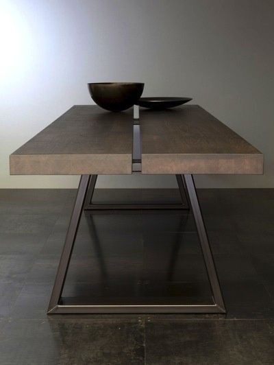 Contemporary masculine minimalist interior design home deco brown table