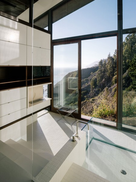 Minimalist bathroom with glass walls-Spectacular Contemporary Glazed Lakeside Home in California