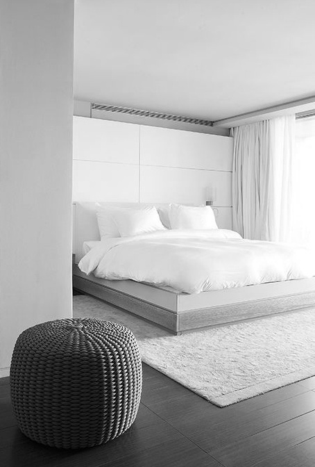 Minimalist bed room design Simplistic grey with white