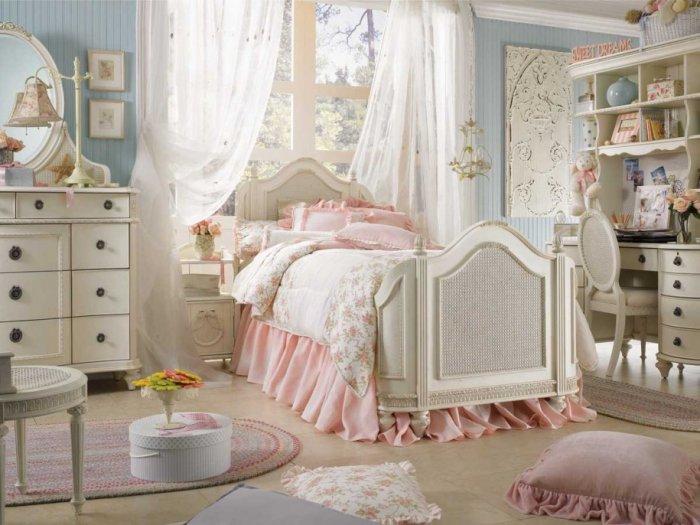 bedroom in white and pink-Shabby Chic Bedroom Interior Design Examples