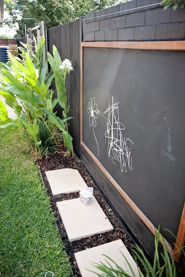 black-chawkboard-placed-outside-for-children-fun- Contemporary Outdoor Garden Ideas