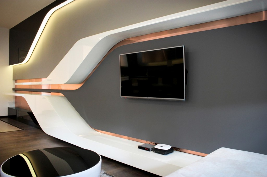 contemporary TV wall-Interior Design of Apartment in Bulgaria