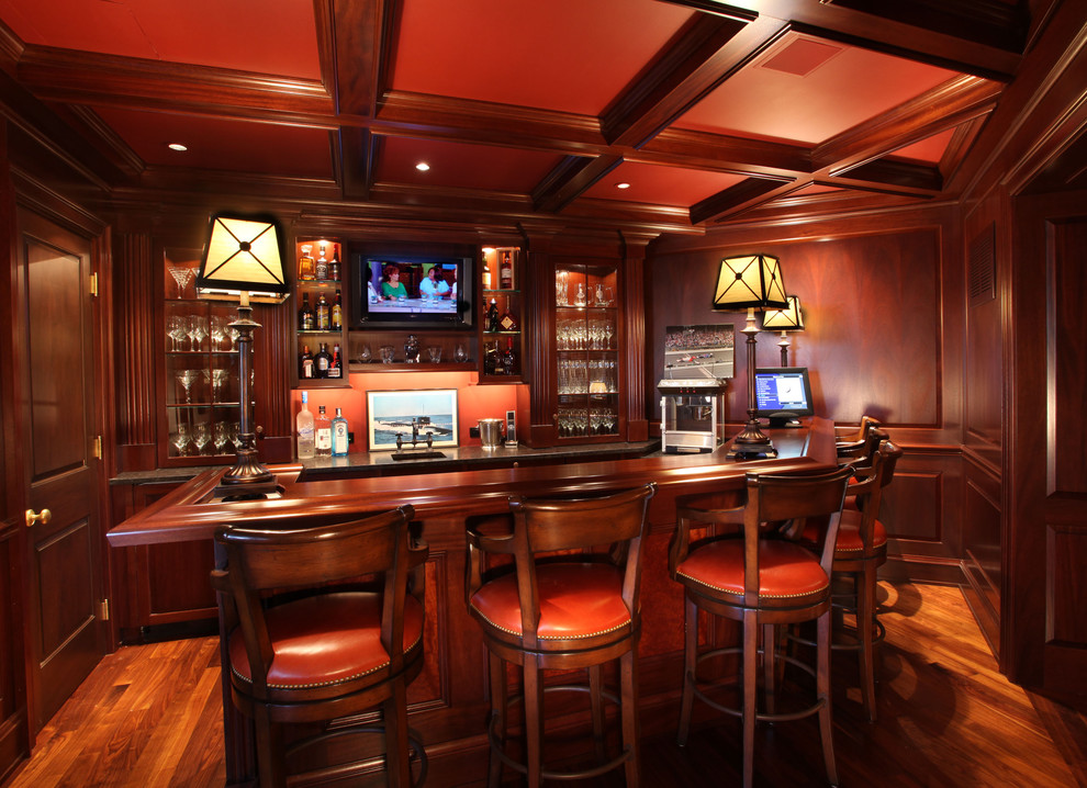 luxurious-home-bar-with-dark-wooden-colors-and-leather-bar-stools