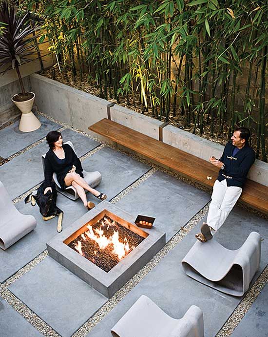 modern-outdoor-zone-for-friend-gatherings-around-the-bio-fireplace- Contemporary Outdoor Garden Ideas 