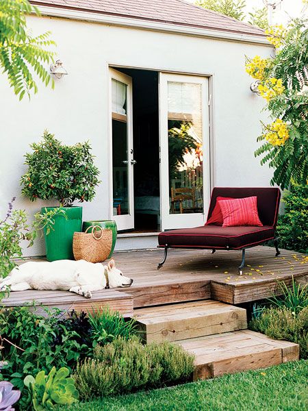 small-front-wooden-deck-with-comfortable-relaxing-chair- Contemporary Outdoor Garden Ideas