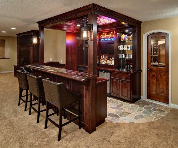 Small home bar in dark and moody colors located in the basement - Interior Design Trends - Having a Pub in the house