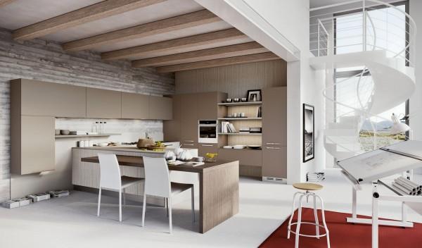 Beige cabinets inside a modern urban kitchen