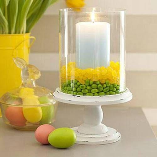 Easter candle in a hurricane-home decorations with impressive holiday ideas