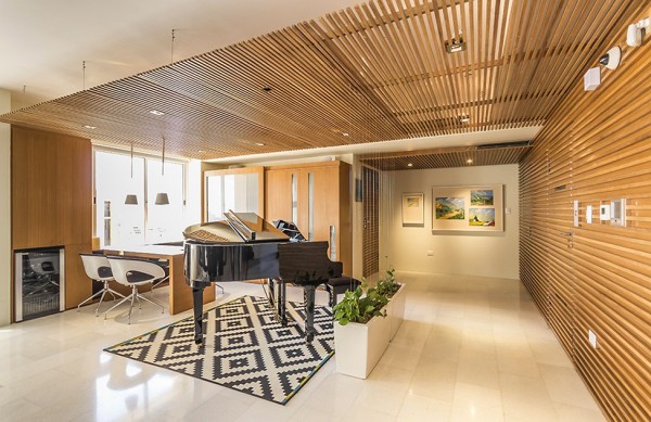 Grand piano inside a luxurious living room