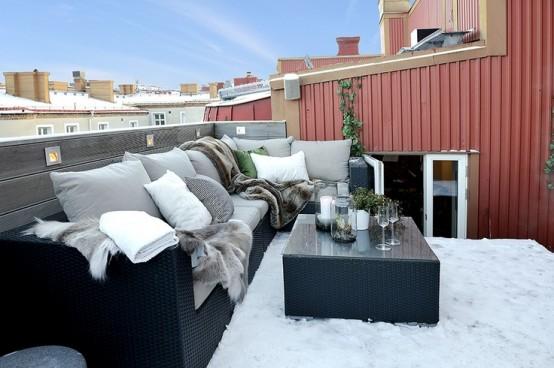 Scandinavian balcony with a lounge zone-Trendy designs for outdoor home spaces