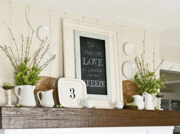 Small chalkbroard art sign-Fantastic Easter Fireplace Mantle Decorating Ideas