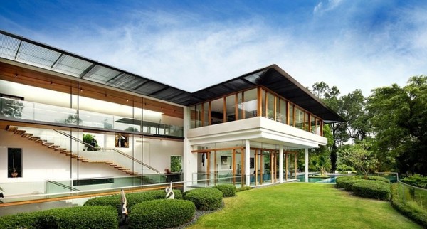 The modern silhouette and facade of the residence- Expensive Property in Singapore and its impressive interior design and architecture