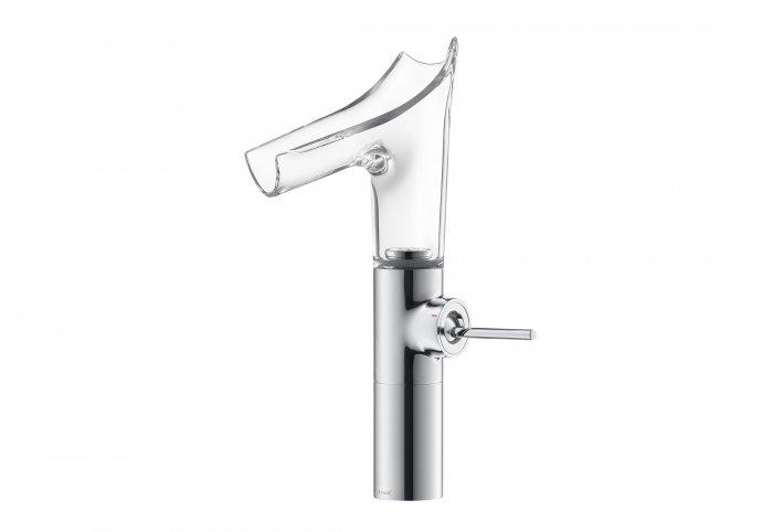 Amazing bathroom faucet with elegant metal base in silver