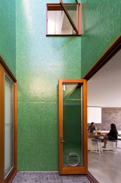 Green double-in-height hallway