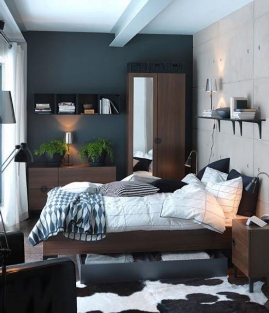 Master bedroom in a modern flat with urban interior style