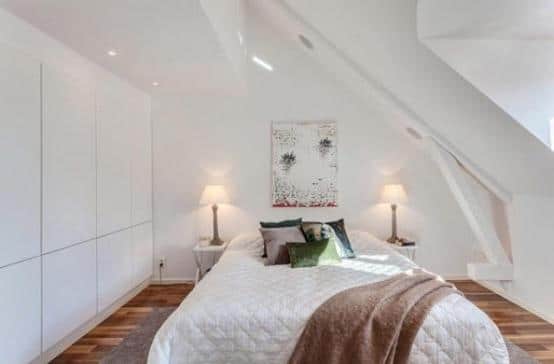 Master bedroom in white with elegant minimalist interior design