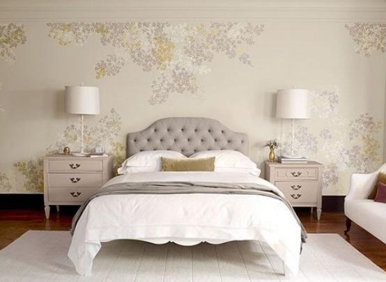 Master bedroom interior design in white with bedside drawers