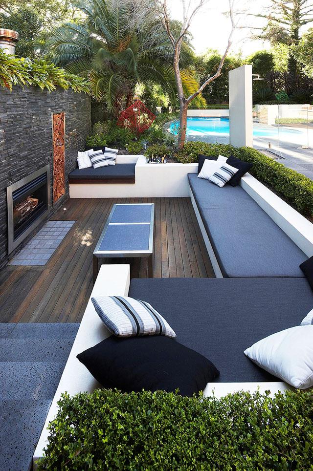 Outdoor living area without roof- Living Concepts in a Contemporary Home