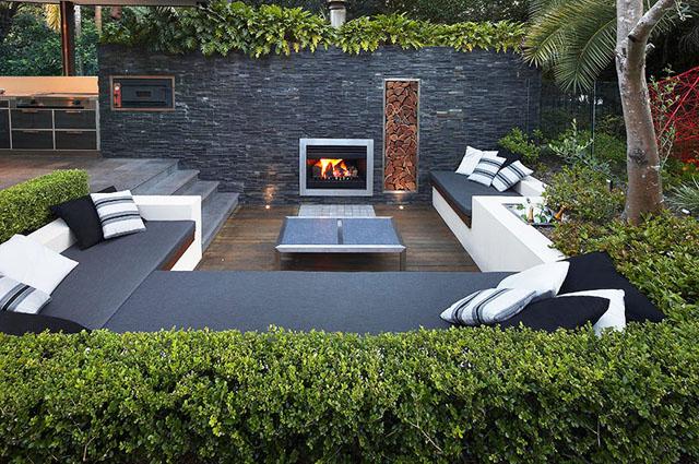 Outdoor patio furniture and TV- Living Concepts in a Contemporary Home