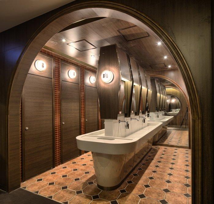 Restaurant architecture - the toilets with their modern interior