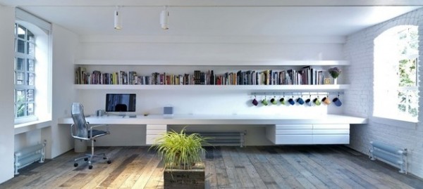 Simple open plan home office-Luxurious minimalist loft interior design