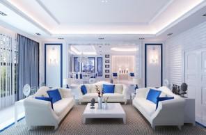 Living Room in Blue - The Color that Attracts Good Luck!
