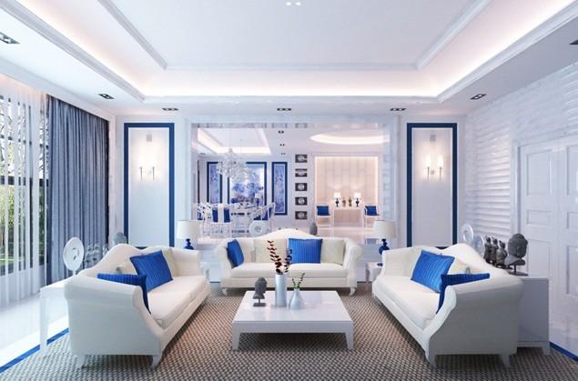Living Room in Blue - The Color that Attracts Good Luck!