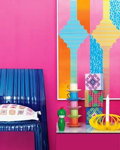 Colorful graphic walls in various vivid colors