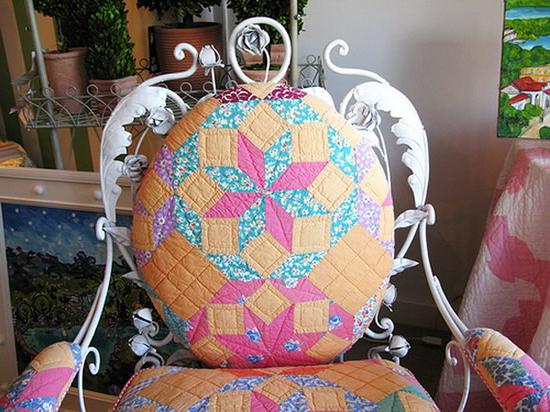 Colorful traditional chair with beautiful ornaments and interesting upholstery
