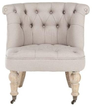 Linen textile armchair in white color