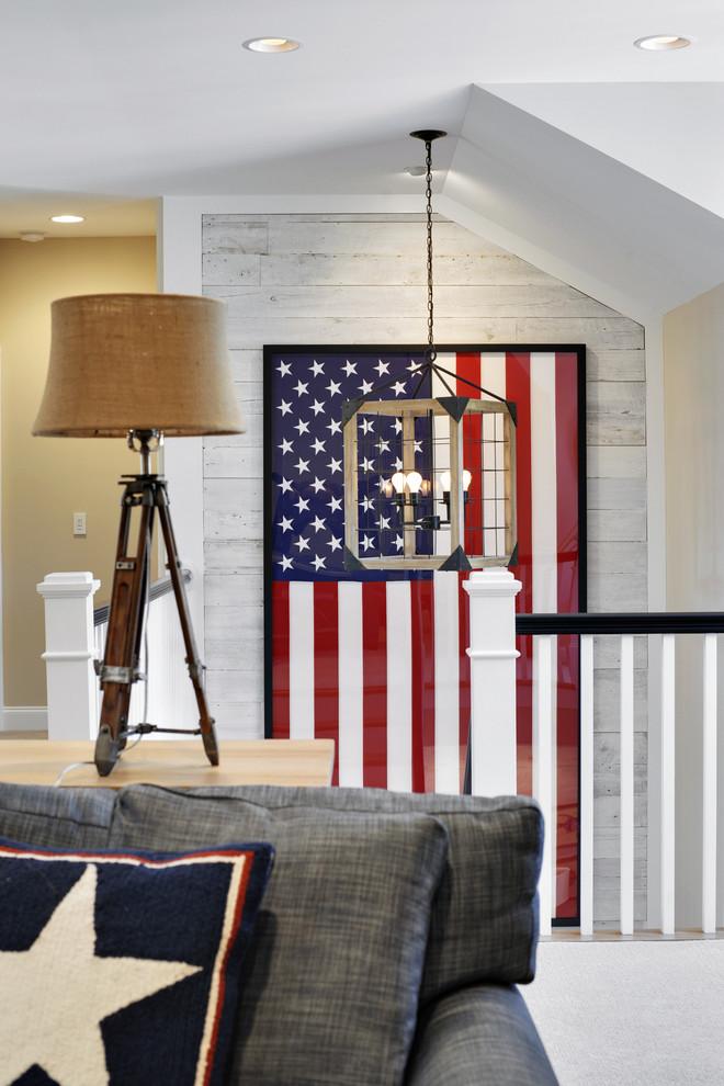 American flag used in the living room as a decorative element