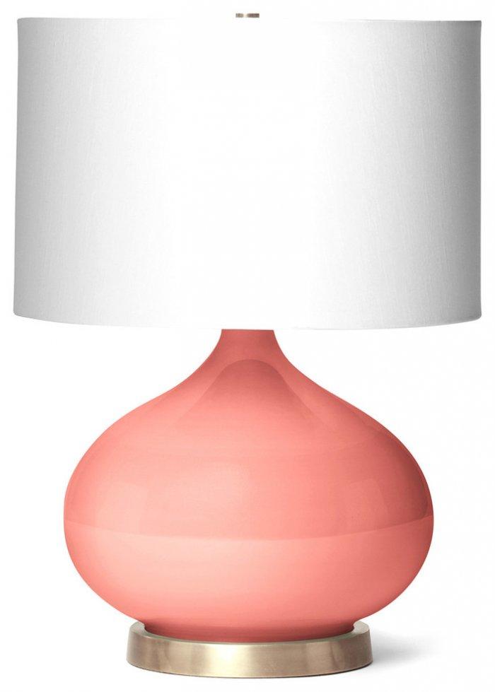 Candace Contemporary Coral Pink Glass Table Lamp for bedside or living ...