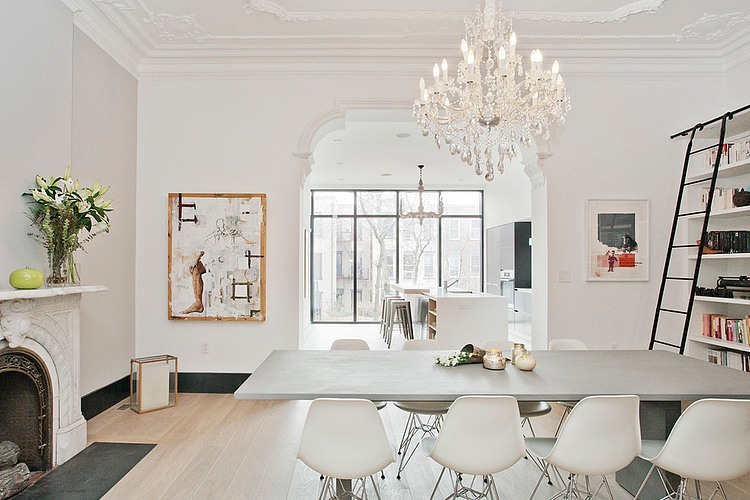 Eclectic living room in white with modern furniture