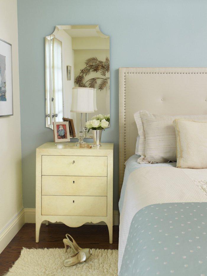 Shabby chic feminine bedroom in pale nuances and mild tones