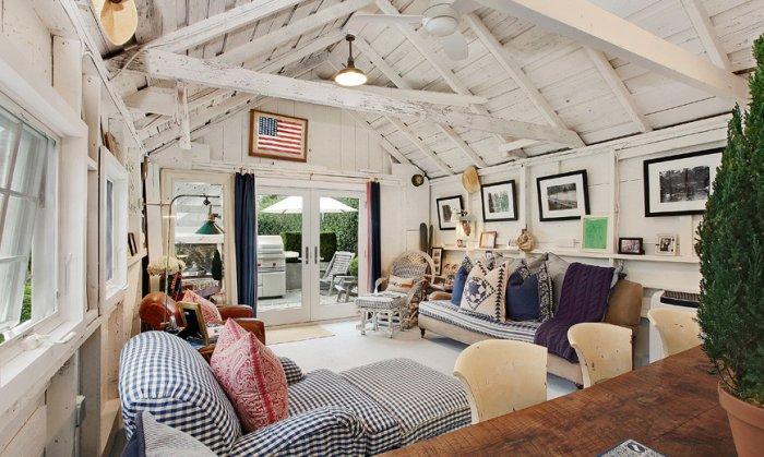 US flag decorating the interior of a traditional American home