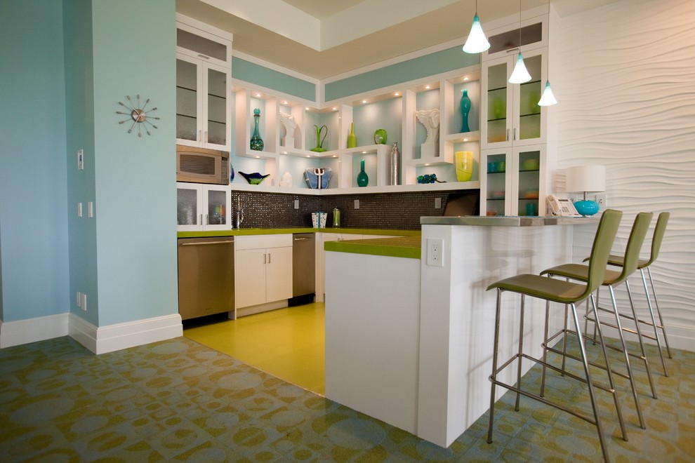 Colorful kitchen with interesting design