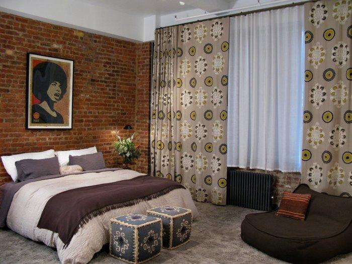 Creative bedroom interior with Moroccan accents