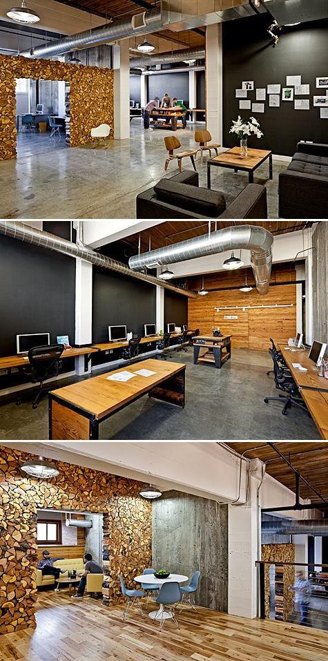 Creative office interior with modern working areas