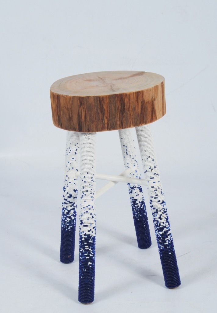 Creative stool with wood seat