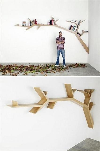 Creative wood bookshelf that looks like a branch