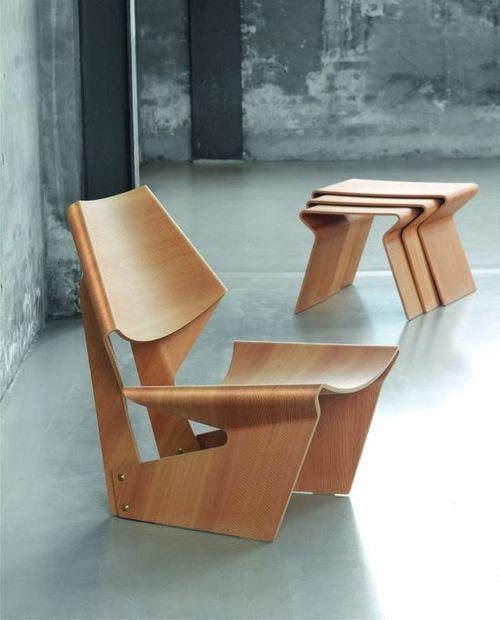 Creative wood chair in industrial interior