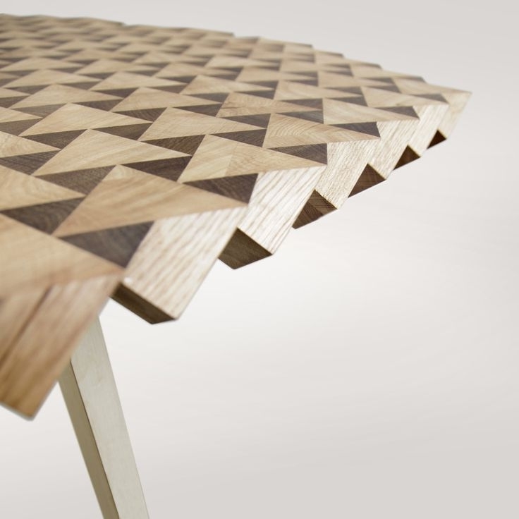 Creative wood dining table with triangular patterns