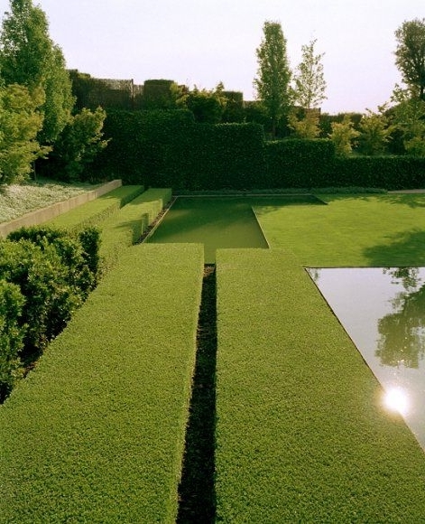 Dobule-lined hedge in a beautiful garden