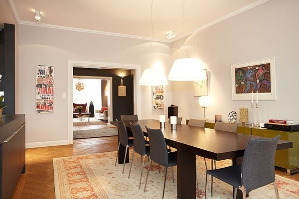 Eclectic living room with modern black table