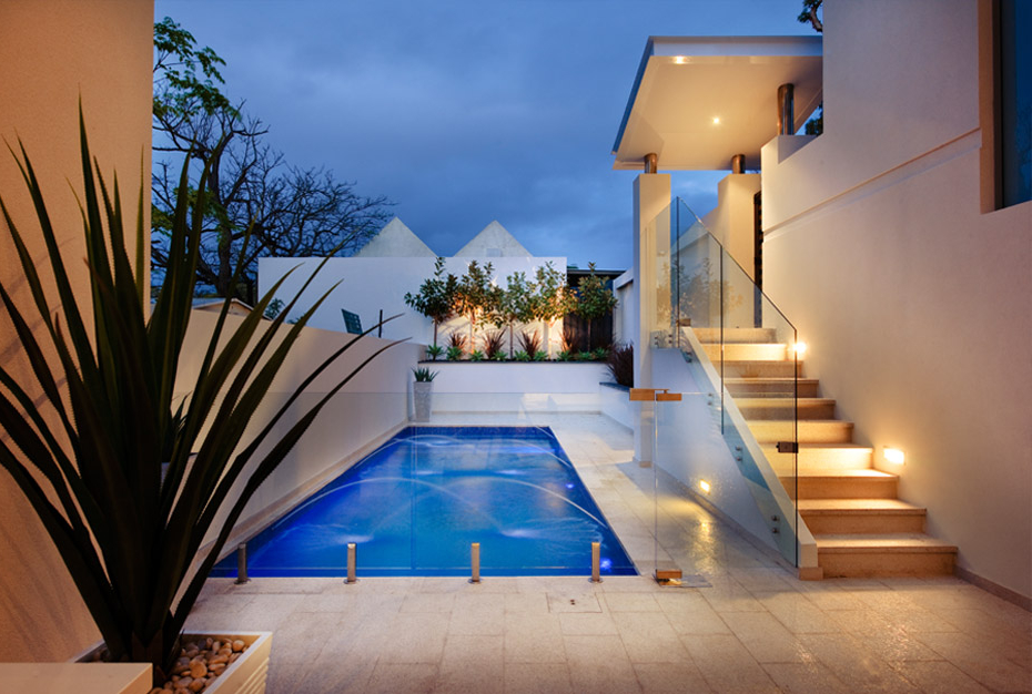 Luxury pool with view towards the ocean nearby