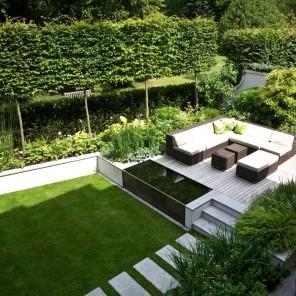 Minimalist Trendy Garden Ideas with Tiles and Pools