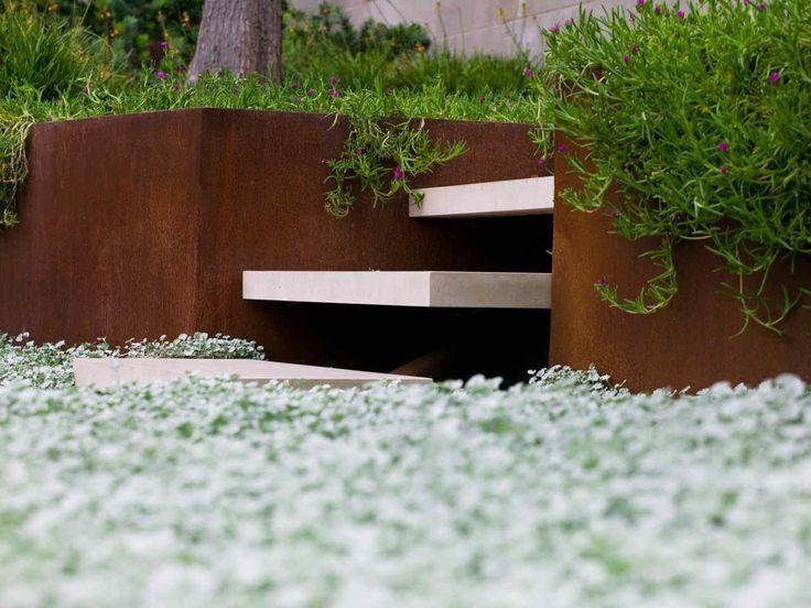 Minimalist garden design with clean steps