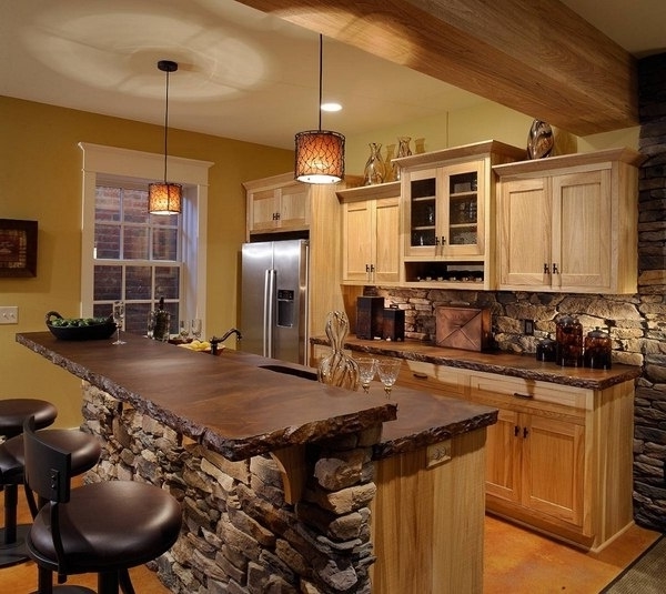 Modern cottage kitchen with bar stools